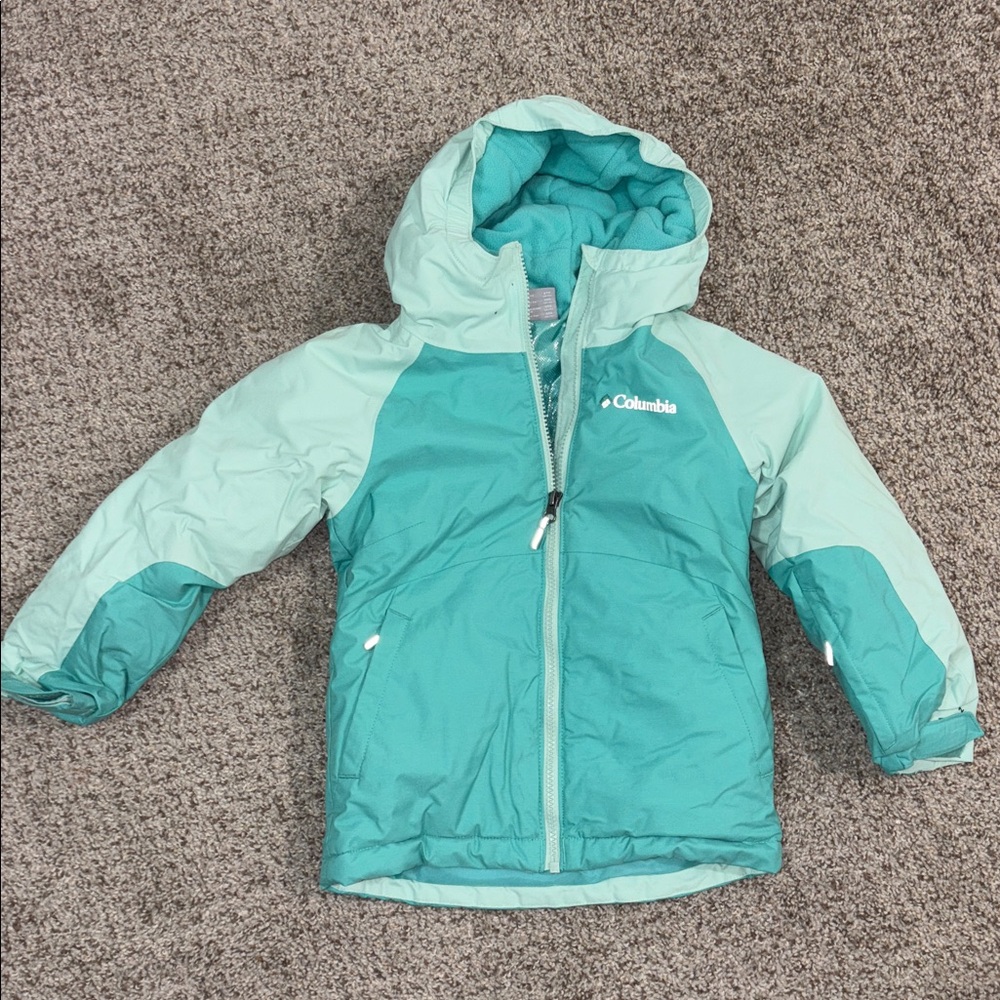 Columbia Aqua and Light Blue Hooded Jacket